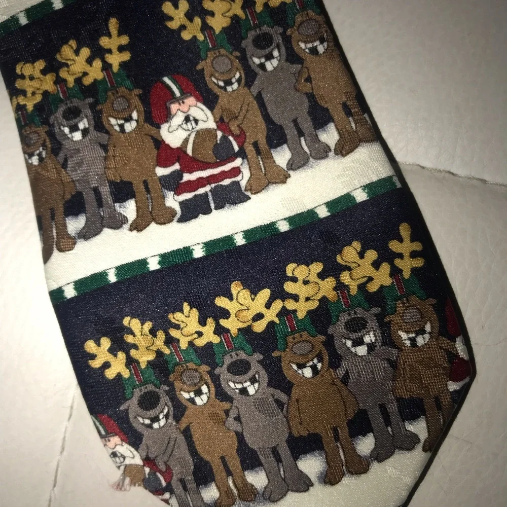 Boys Christmas funny comical tie Santa football missing teeth sports gag vintage